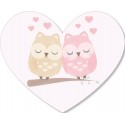 Autocollant coeur hiboux