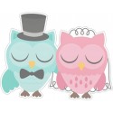 Autocollant mariage hiboux