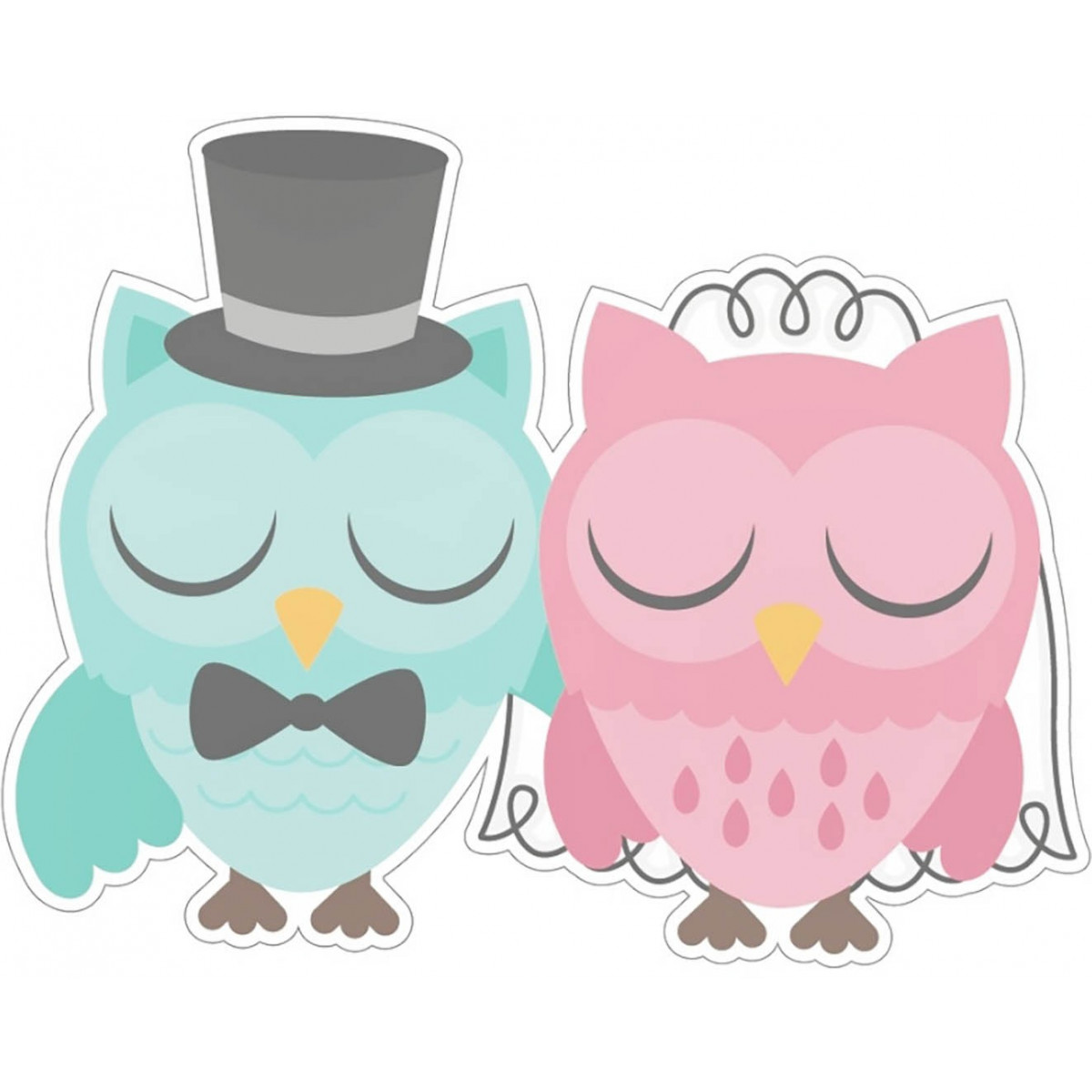 Autocollant mariage hiboux