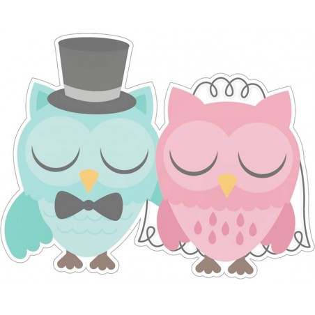 Autocollant mariage hiboux