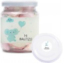 Bocal en PVC transparent personnalisé pour baptême avec des nuages sucrés