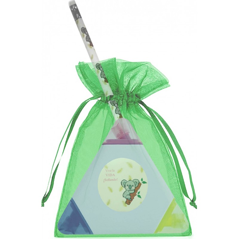 Marqueur de couleur koala avec crayon et sac en organza assortis