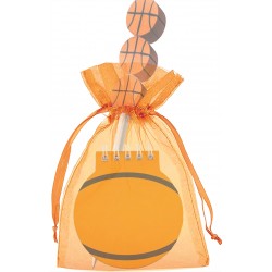 Cahier de basket avec crayon assorti dans un sac en organza