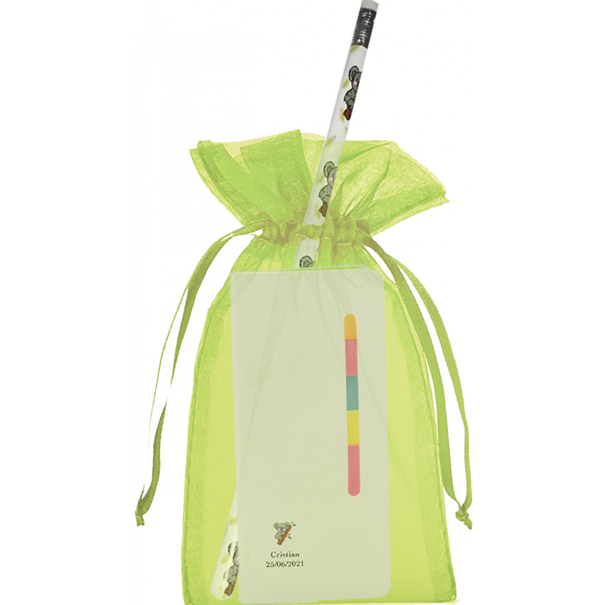 Bloc-notes post-it et crayon koala personnalisé avec sac