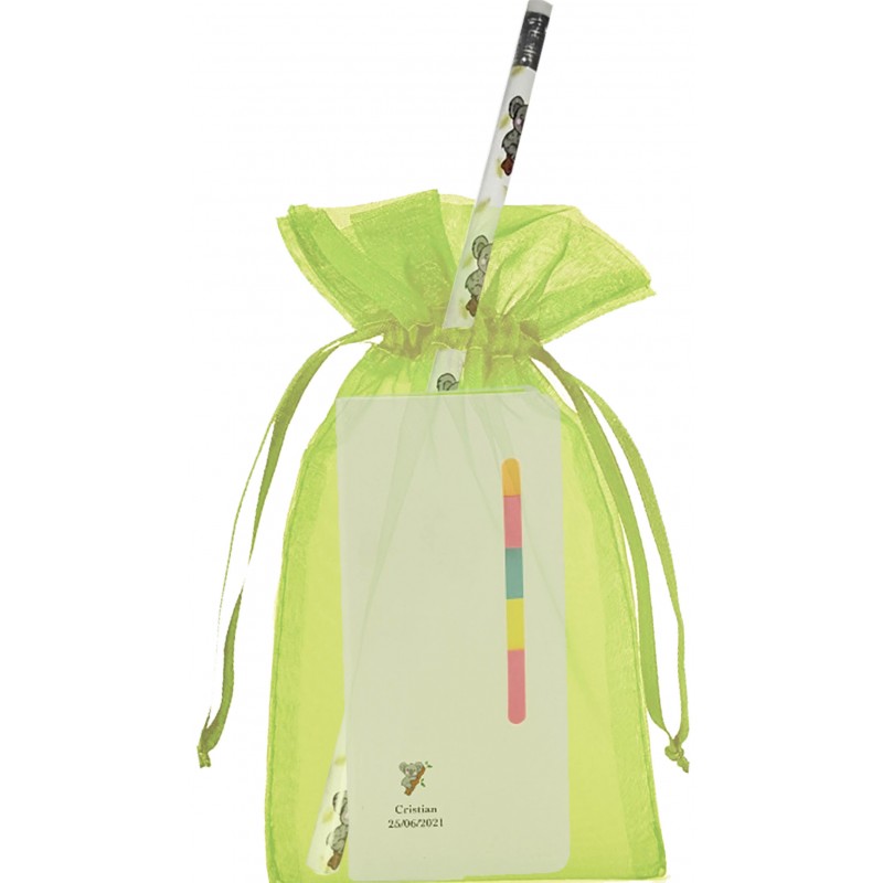 Bloc-notes post-it et crayon koala personnalisé avec sac