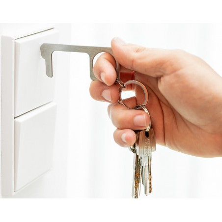 Porte-clés hygiénique anti-contact en acier inoxydable