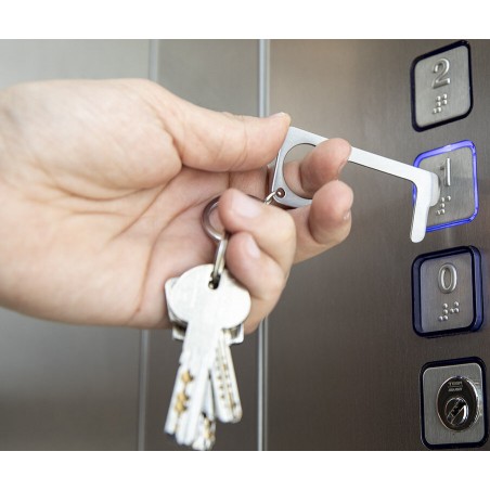 Porte-clés hygiénique anti-contact en acier inoxydable