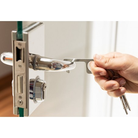 Porte clés hygiénique anti contact en acier inoxydable