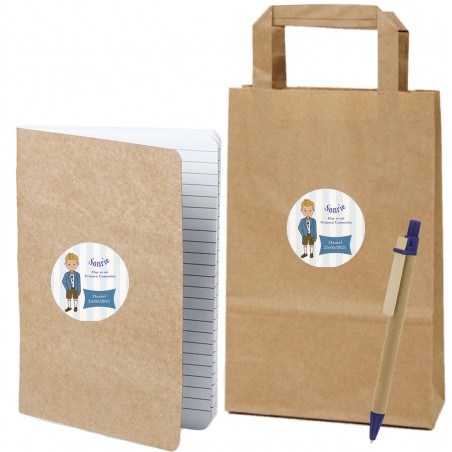 Cahier en carton recyclé avec stylo et sac assortis