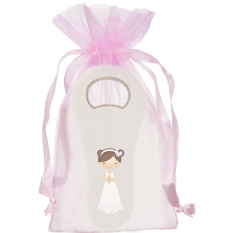 Ouvre-bouteille avec sac pour communion fille