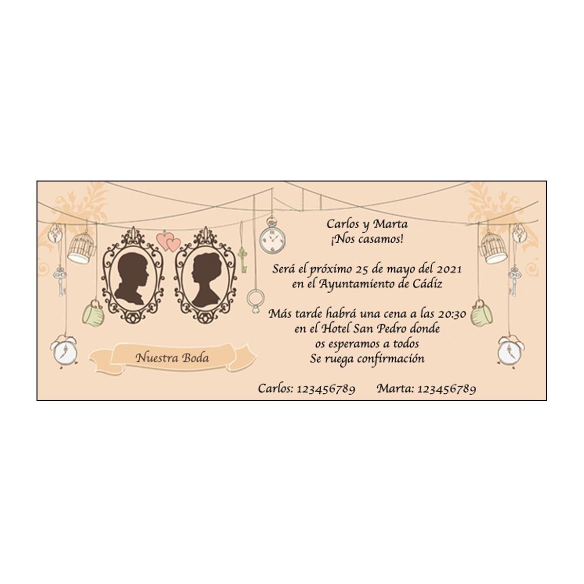 Invitation de mariage de style vintage