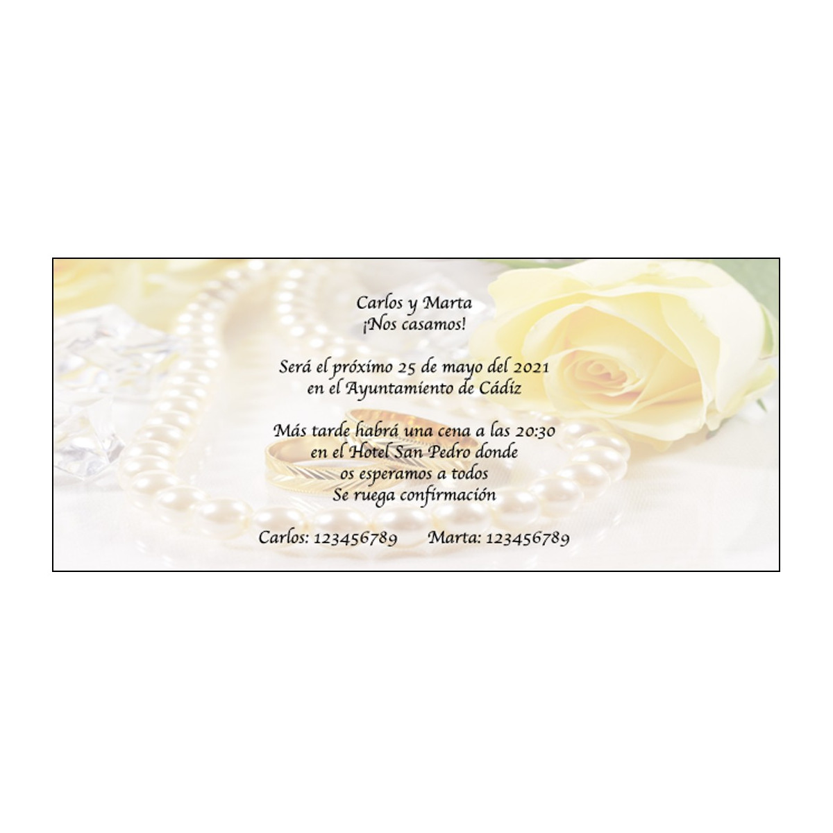 Invitations de mariage originales perles