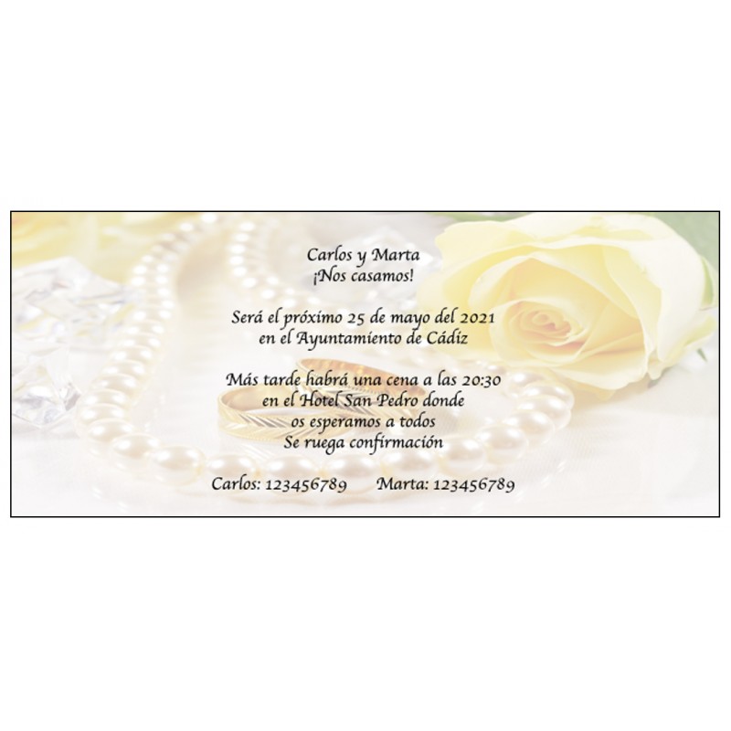 Invitations de mariage originales perles