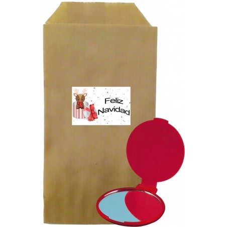 Lot Miroirs Rouges Avec Enveloppe Kraft Marron De Noël