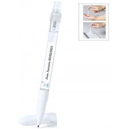 Stylo blanc avec pulvérisateur rechargeable personnalisable pour baptême d'enfant