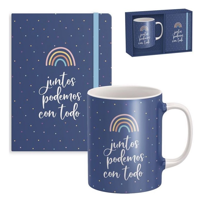 Coffret cadeau tasse avec carnet bleu