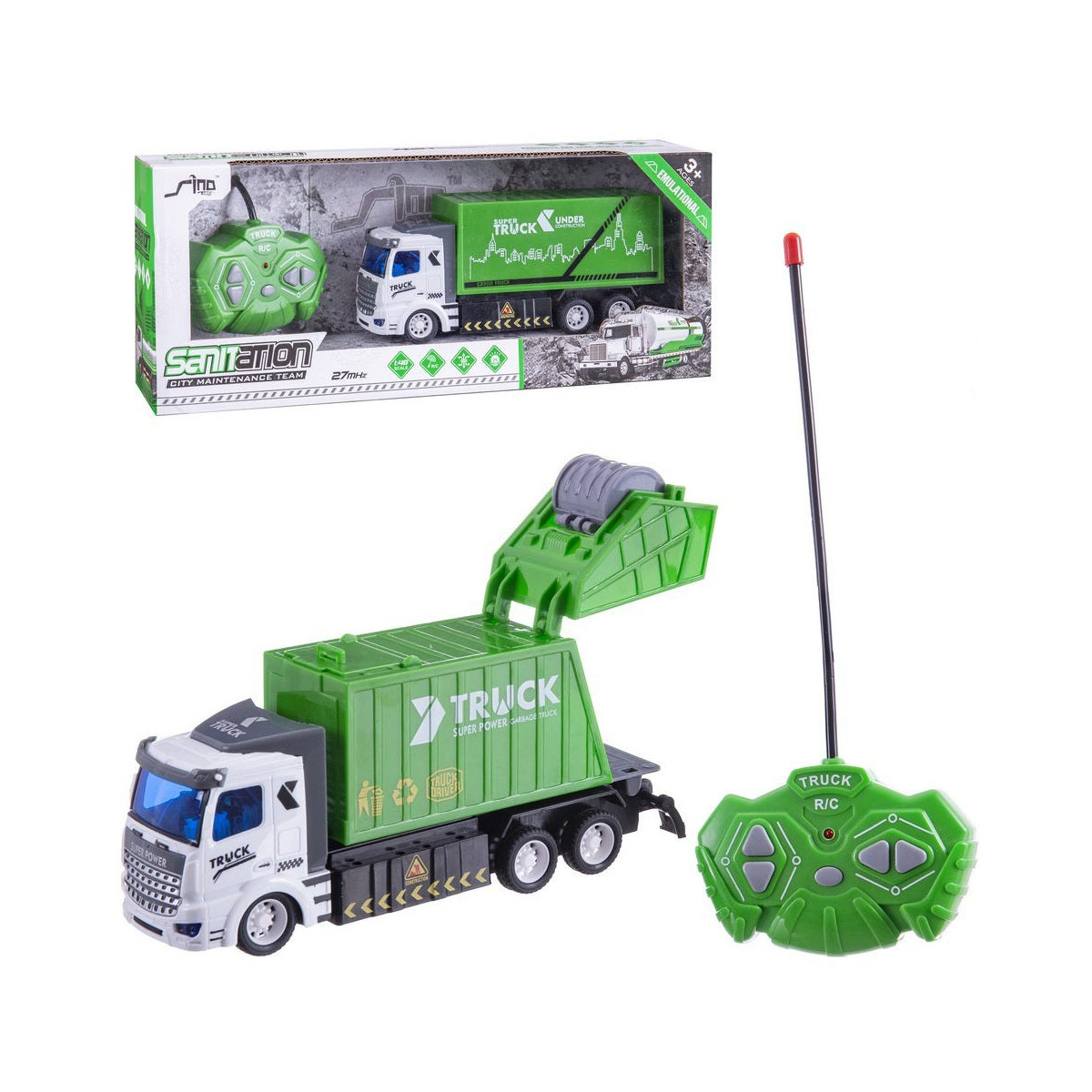 Jouet télécommandé de camion de recyclage