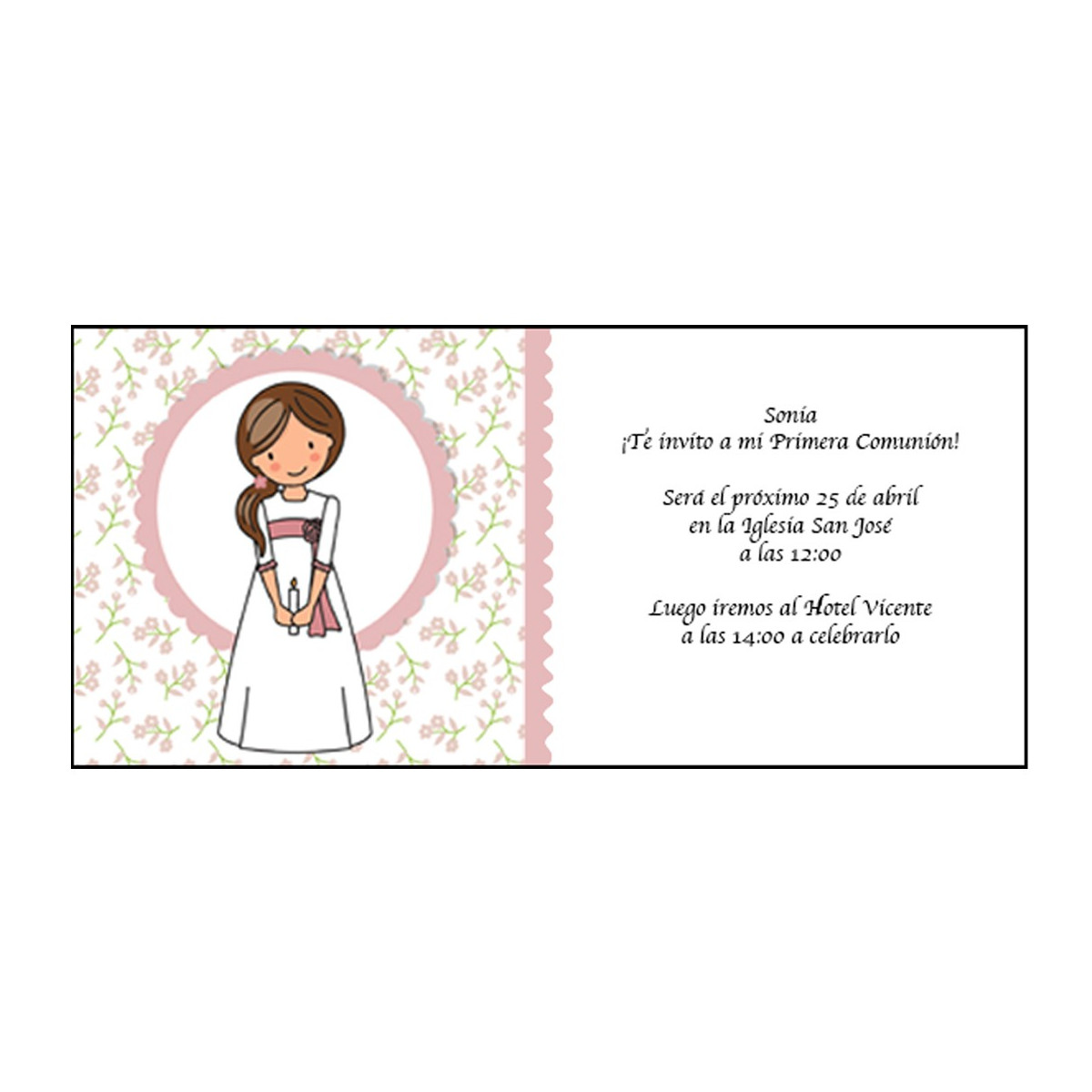 Invitation de fille de première communion