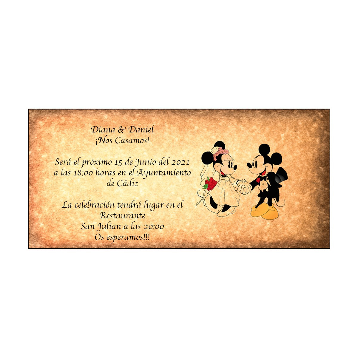 Invitations de mariage Disney rétro