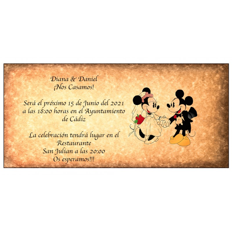 Invitations de mariage Disney rétro