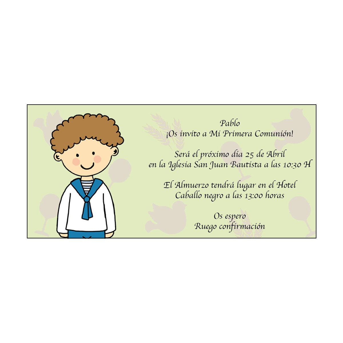 Carte invitation communion moderne