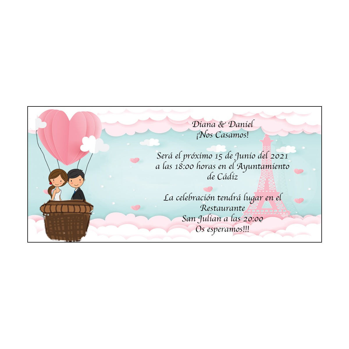 Invitations de mariage tour Eiffel
