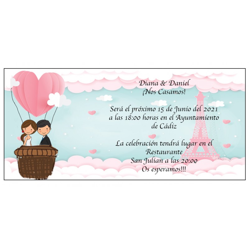 Invitation de mariage de la tour eiffel