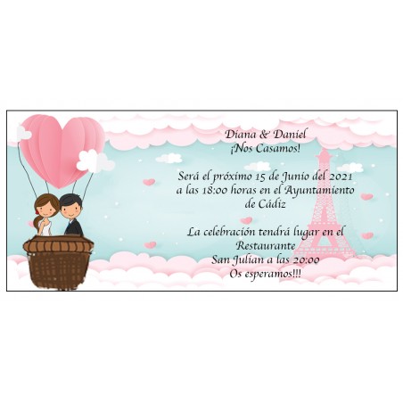 Invitation de mariage de la tour eiffel