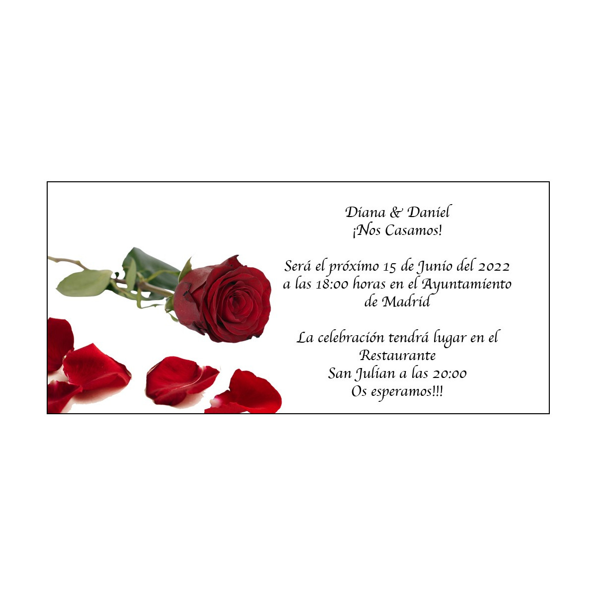 Invitations de mariage fleur rose