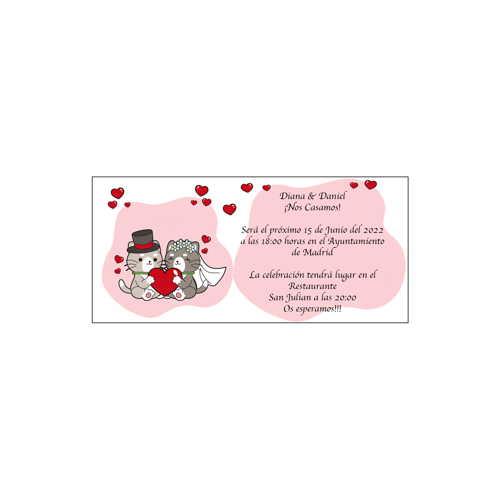 Invitation de mariage de chats
