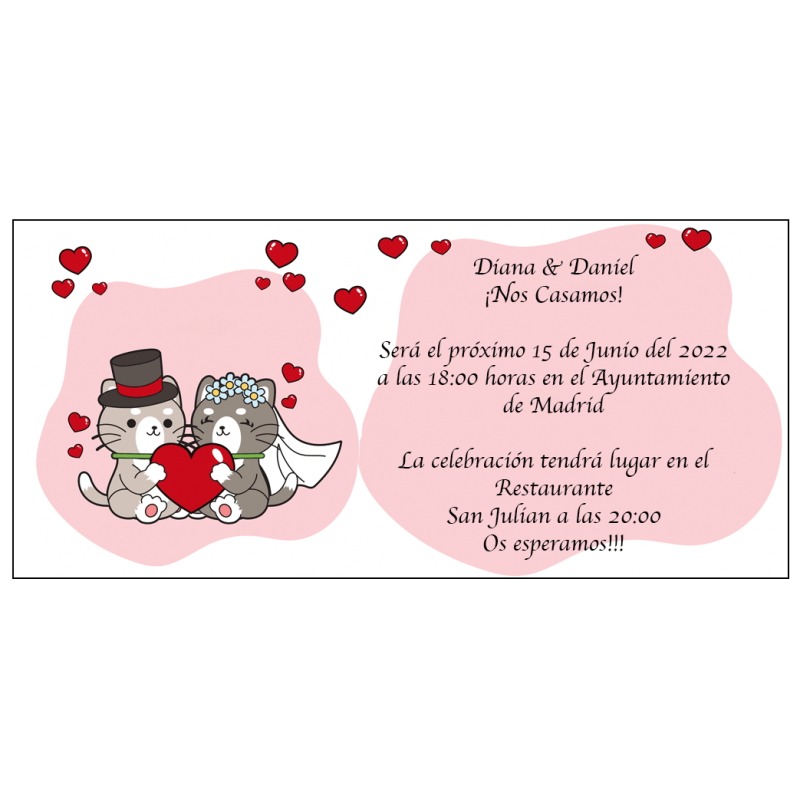 Invitation de mariage de chats