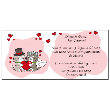 Invitation de mariage de chats