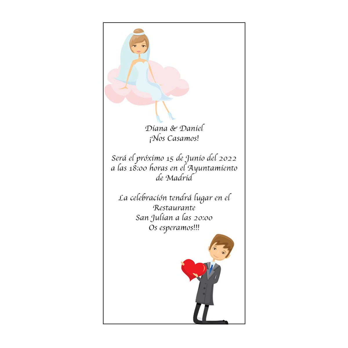 Invitation de mariage posée à la main