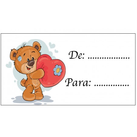 Carte collante pour ours coeur pour mettre des noms