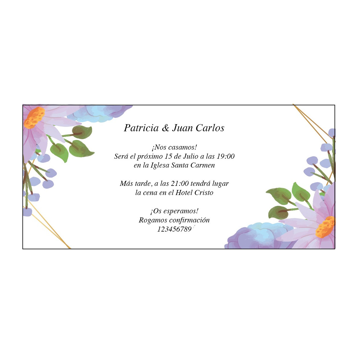 Invitations de mariage avec des fleurs