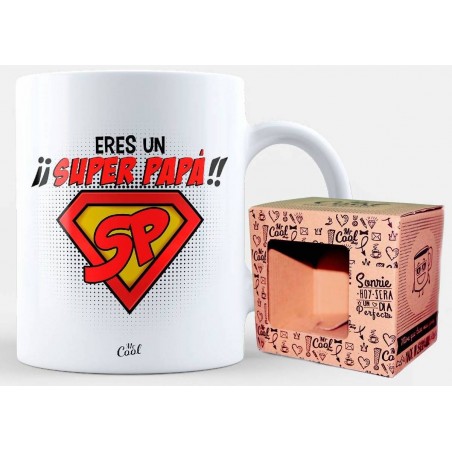 Tasse super dad en céramique blanche