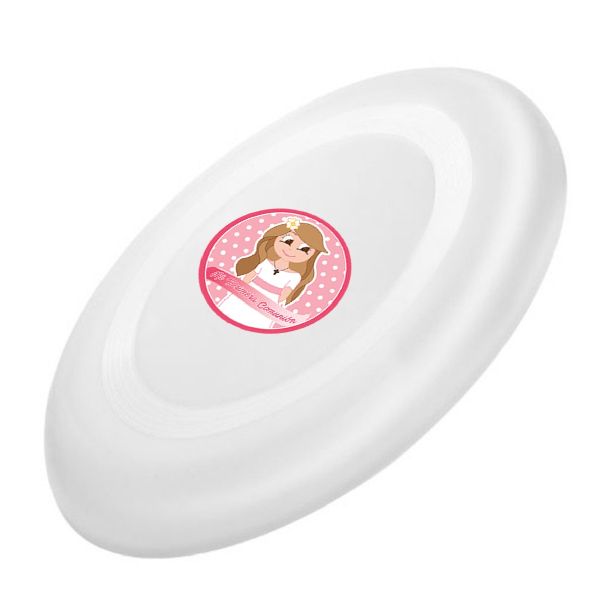 Frisbee blanc pour les enfants avec autocollant de communion