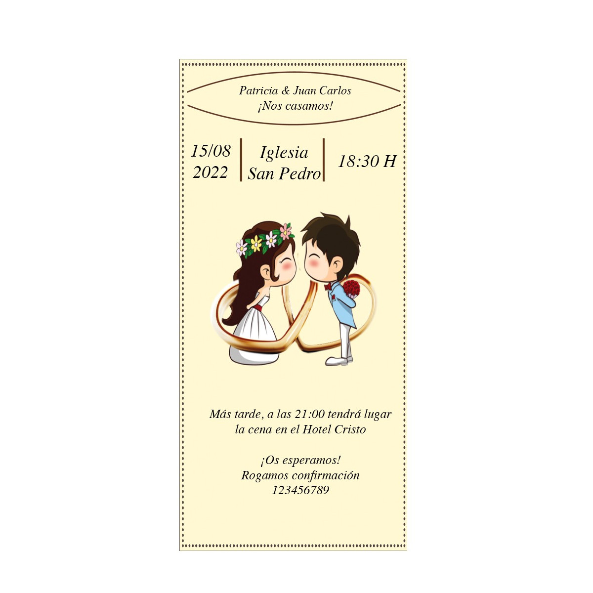 Invitation de mariage pour jeunes mariés