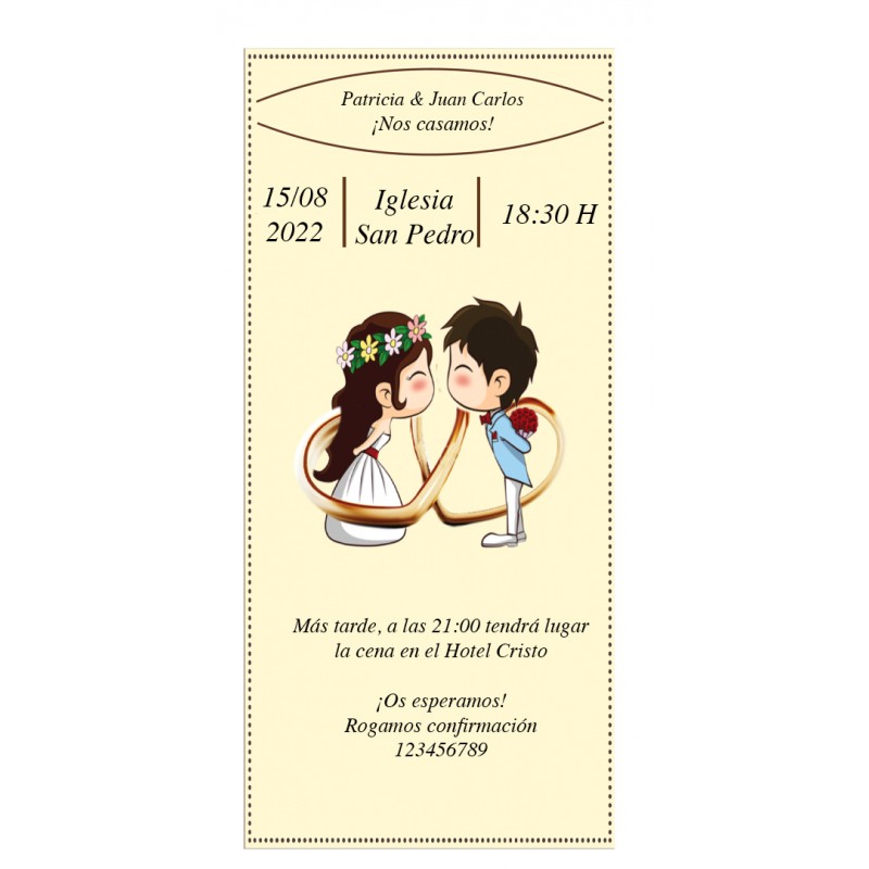 Invitation de mariage pour jeunes mariés