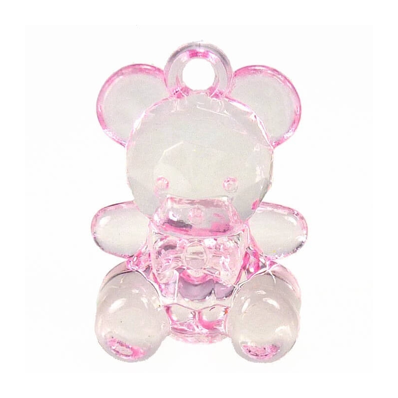 Ourson rose pour la décoration de baptême