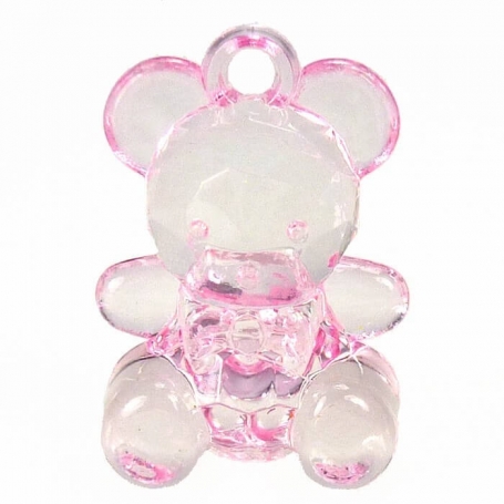 Ourson rose pour la décoration de baptême