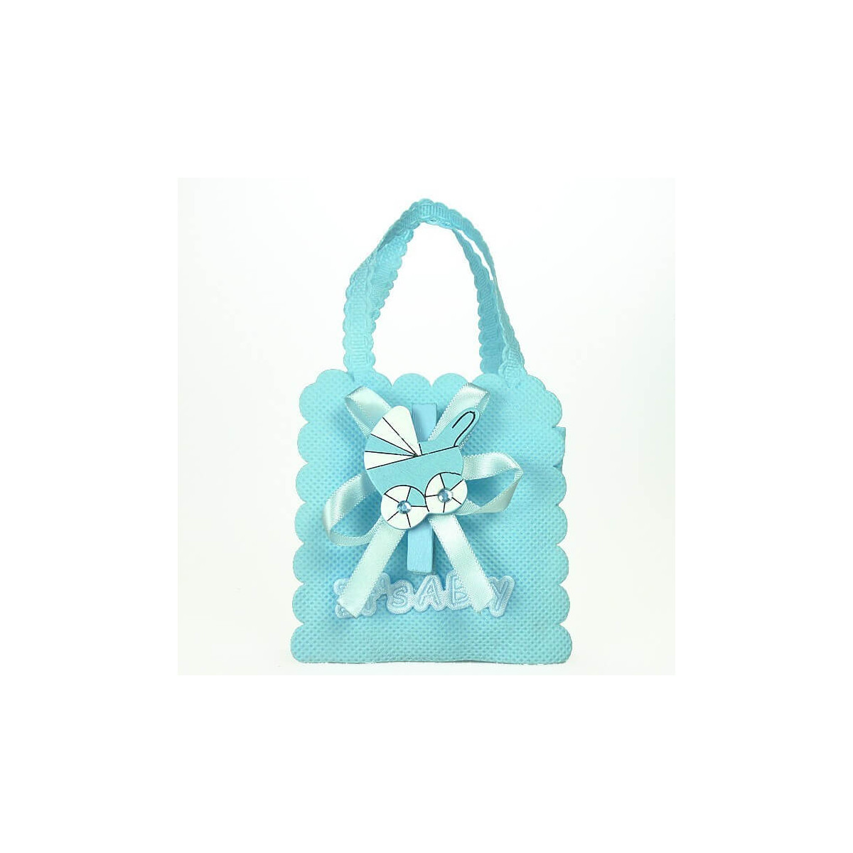 Sac de baptême décoré en bleu