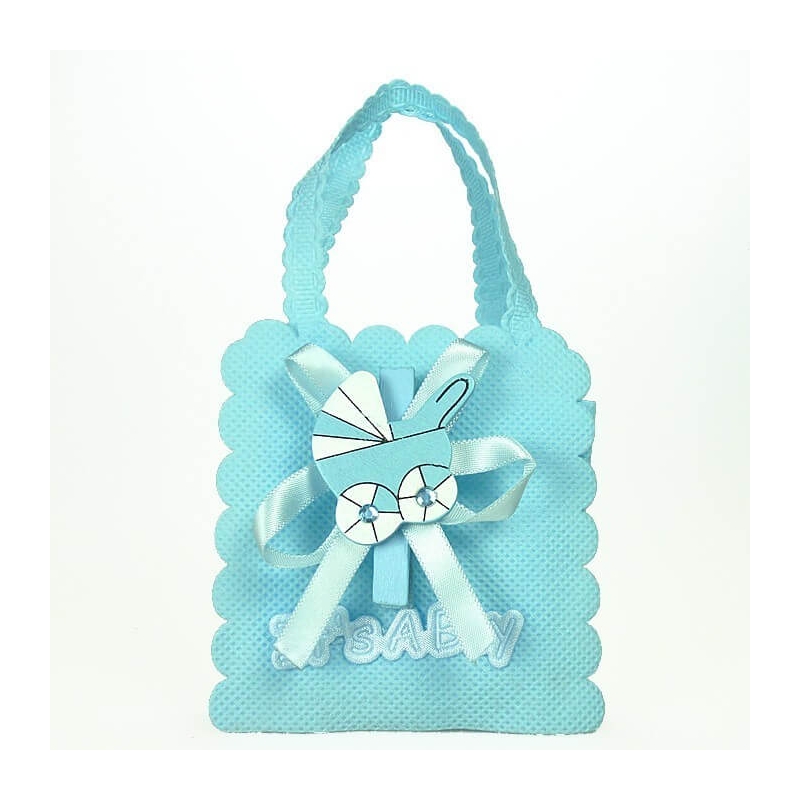 Sac de baptême décoré en bleu