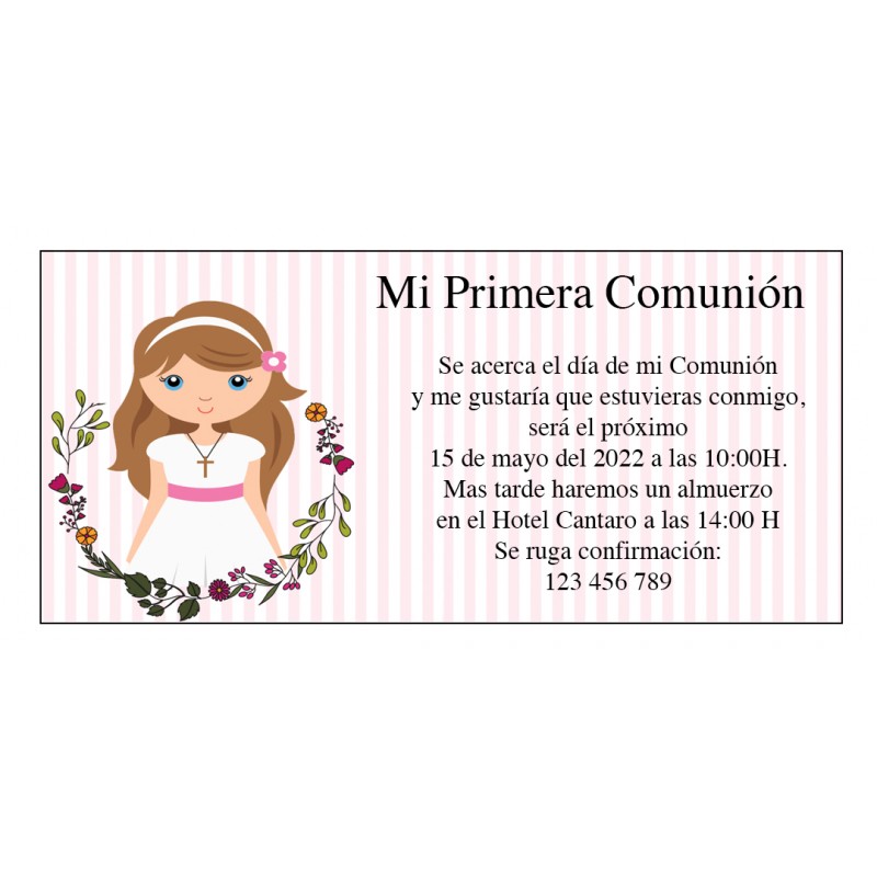 Invitations personnalisées de communion de fille