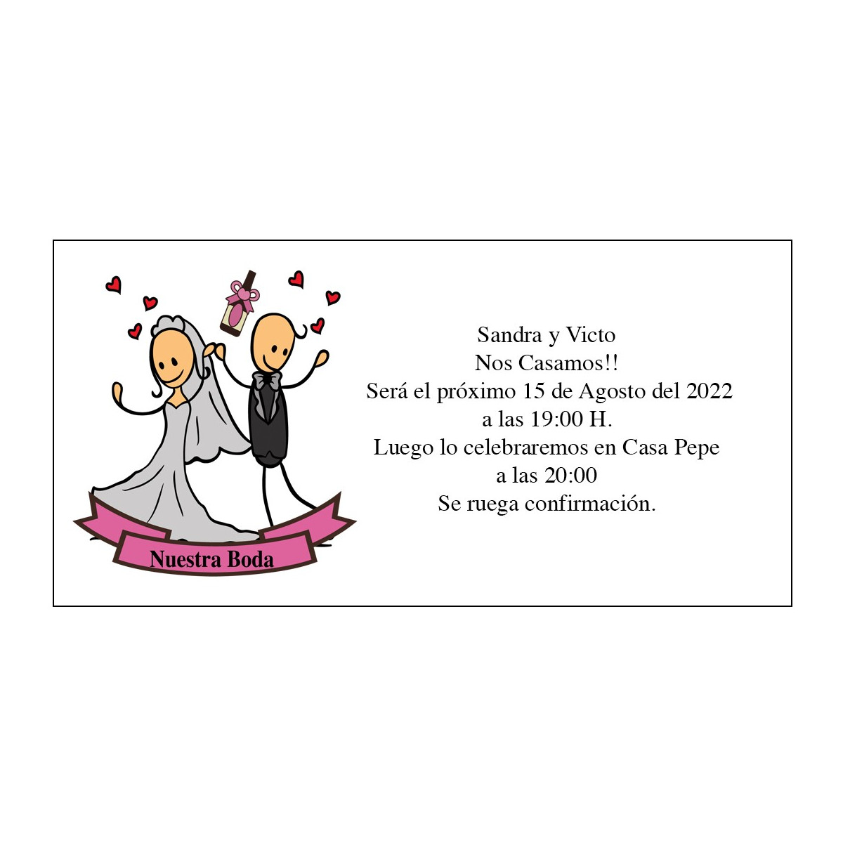 Invitations de mariage pas chères mariés danseurs