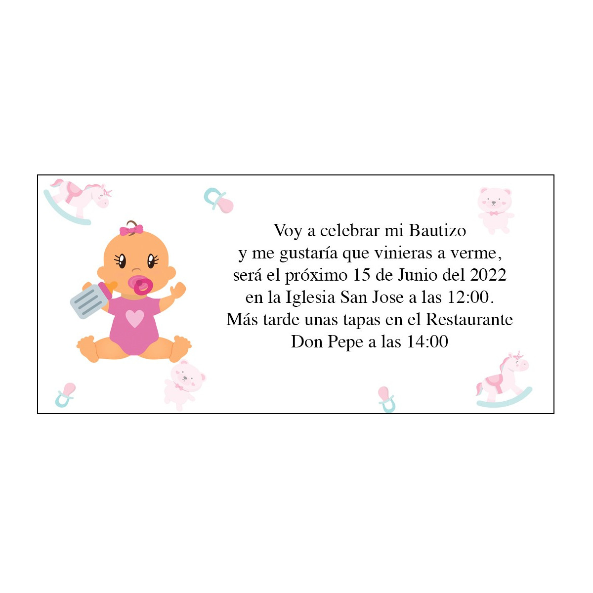 Invitation de baptême bébé anita