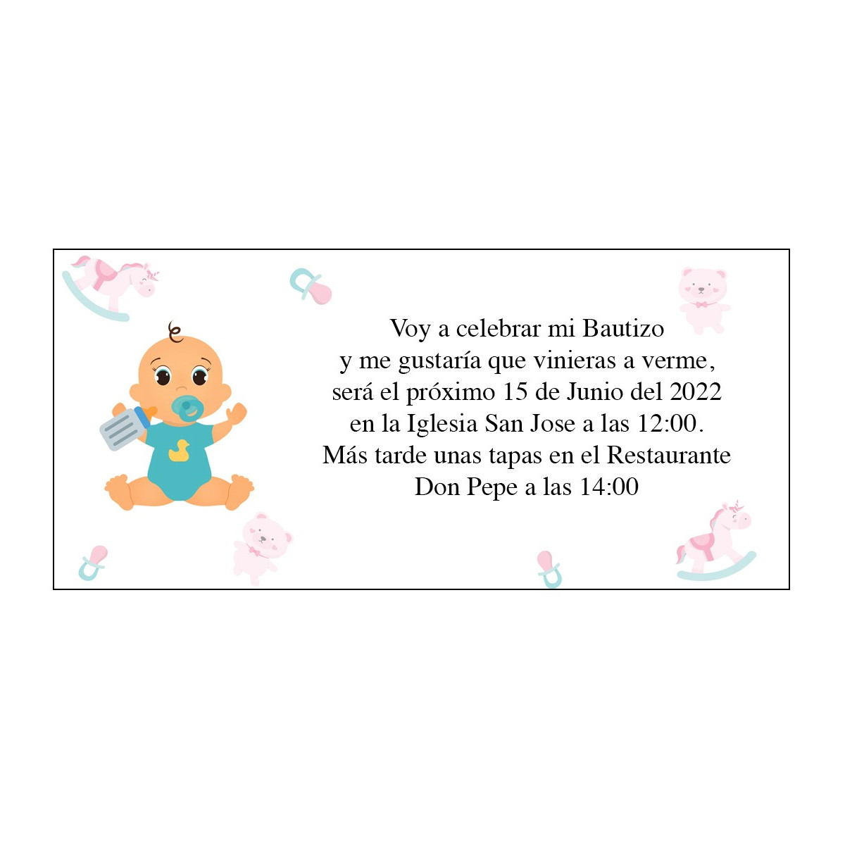 Invitations de baptême personnalisées pour le bébé Alex