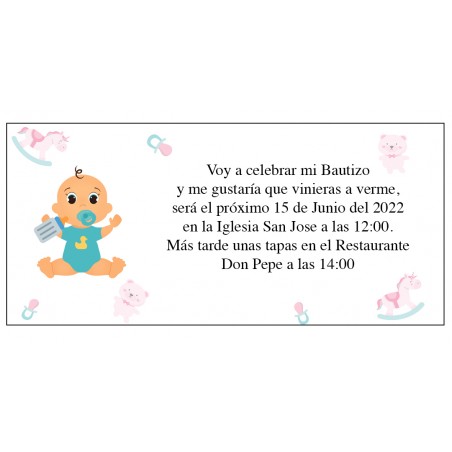 Invitation de baptême personnalisée garçon bébé alex