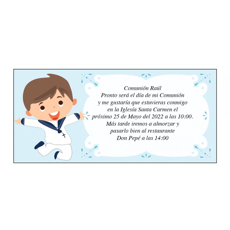 Invitation enfant communion Raúl
