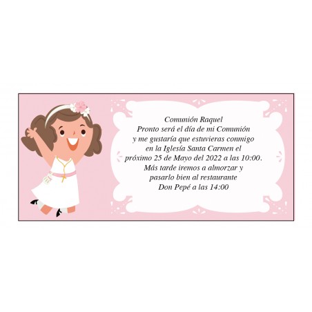 Invitation personnalisée fille de communion raquel